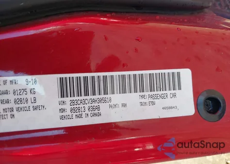 2010 Dodge Charger Sxt from USA, damaged, VIN 2B3CA3CV3AH305610